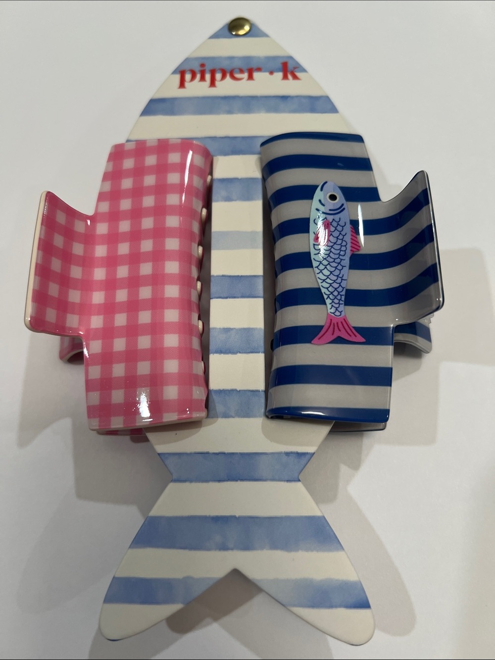 Piper K | Fish Gingham Hair Clips 🐟🩷🐟